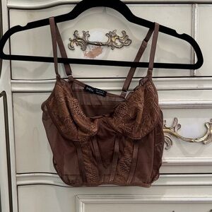 SHEIN Brown Lace Tank Top